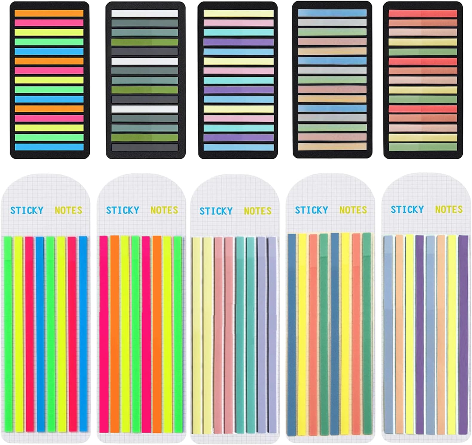 Sticky Tabs 2300 Pcs Translucent 10 Sheets Highlighter Book Tape Long Highlighting Sticky Tabs for Annotating Books, Aesthetic Office Suppliesbook for Annotating Books