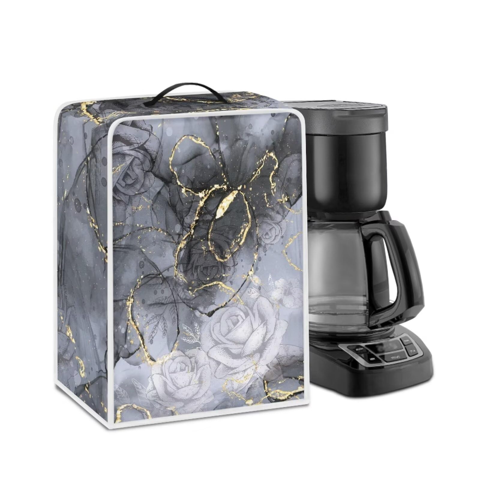 Black Marble Coffee Maker Cover Lightweight Coffee Pot Dust Protection Durable Stain Resistant Small Appliance Cover