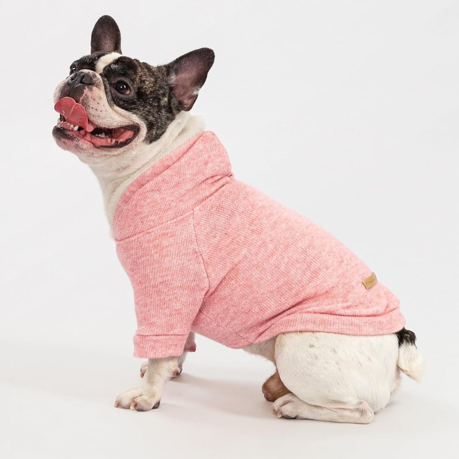 Fitwarm Knitted Dog Hoodie Sweater, Winter Clothes for Small Dogs Boy Girl, Lightweight Pet Sweatshirt, Heather Pink, XL
