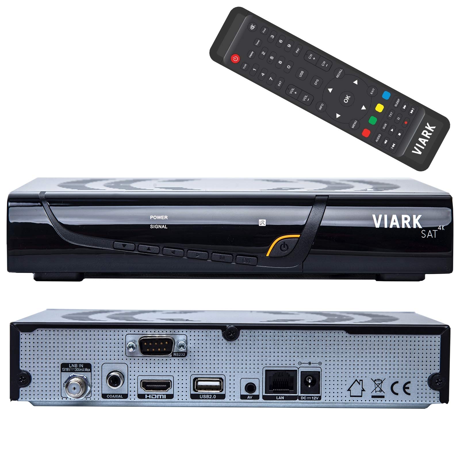 VIARK Sat 4K 2160p H.265 digitaler Multistream Satelliten-Receiver inkl. WLAN Stick (IP TV, Apps, DVB-S2X, HDMI, LAN, USB 2.0, Ultra HD) Schwarz
