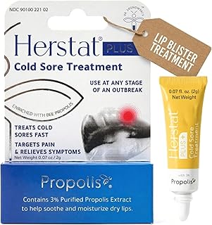 Herstat Plus+ Cold Sore Treatment 2g with 3% Propolis - Rapid Cold Sore Balm & Fever Blister Treatment - Lip Blister Treatment