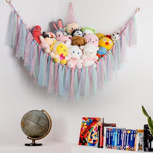 Miniatura 4 de YELIENM Red de animales de peluche o hamaca con luz LED, red de hamaca de juguete de 59 pulgadas para animales de peluche, para colgar en la