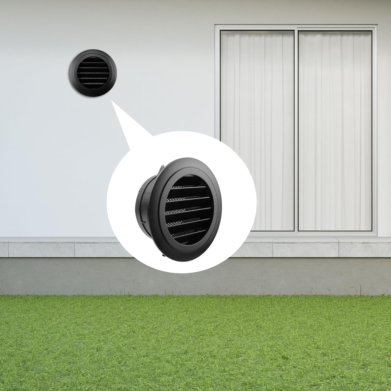 5" Soffit Exhaust Vent Plastic Round Vent Cover with Built-in Screen Mesh | Black Air Vent Ceiling Diffuser, 5 Inch Air Vent Grille, 125mm Louver Dryer Vent Cover, for Indoor, Bathroom, Kitchen, Toilet