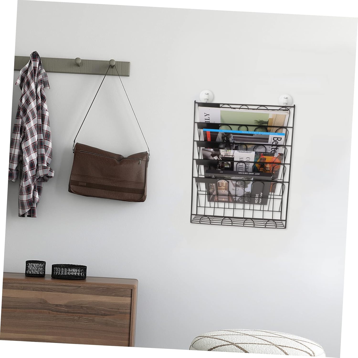 Elegant Iron Bookshelf Desk Magazine Rack Wall Organizer Mail Sorter Office Supply