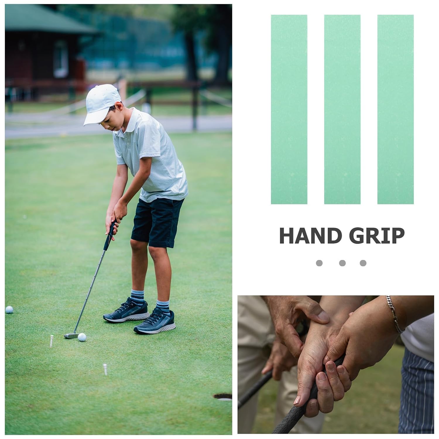 13pcs Double-Sided Golf Grip Tape for Golf Club Grip Replacement and Regripping, Firm Bonding Adhesive Strips Made of Rubber and Paper, Light Green Tape for Practice and Repair
