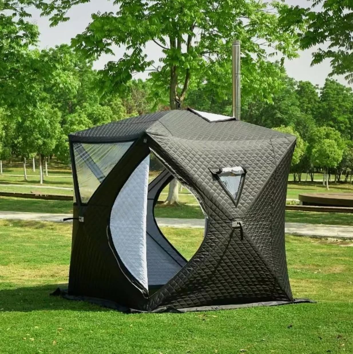Portable Outdoor Wood Burning Sauna Tent with Rock Stove/Chimney : Sports & Outdoors