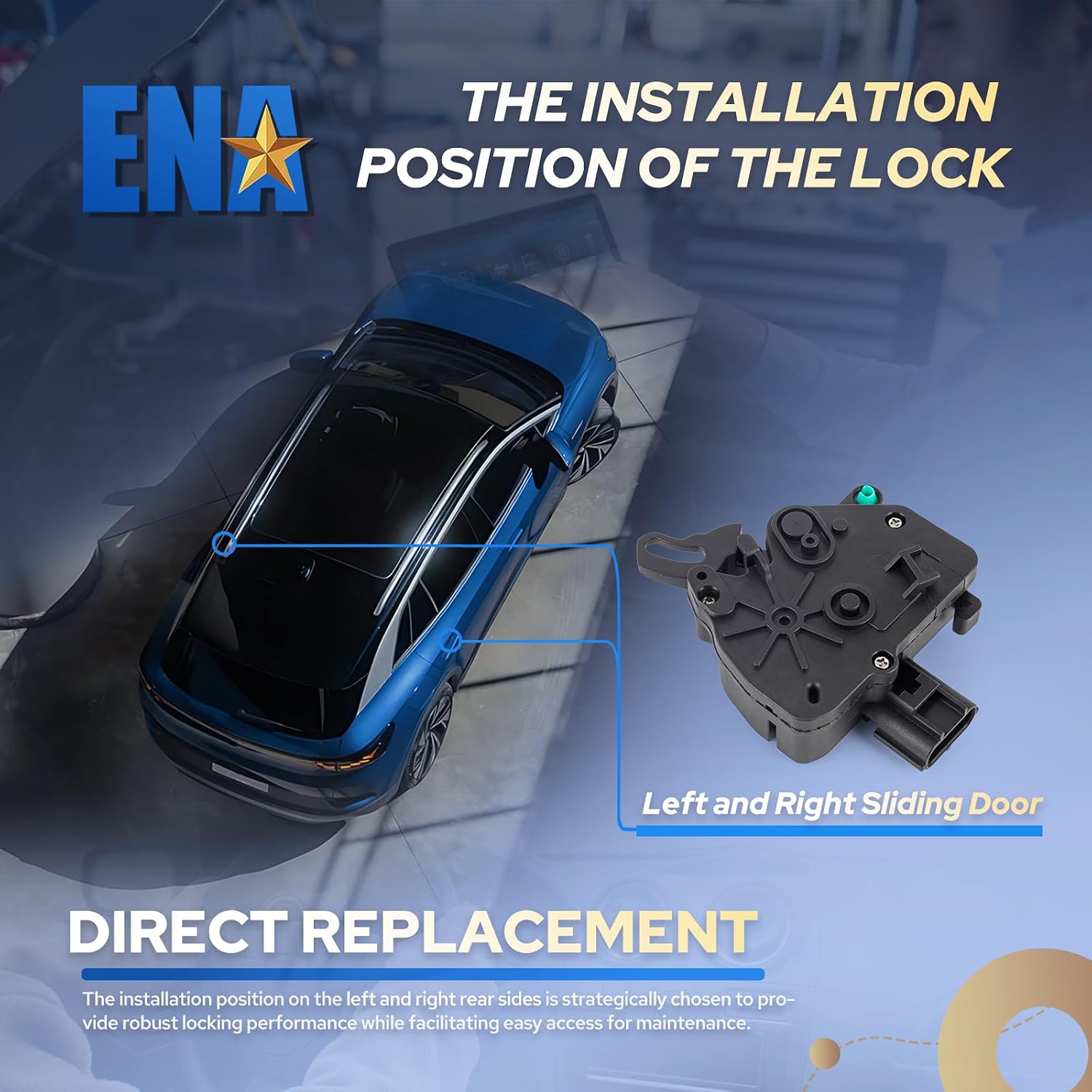 ENA Left & Right Side Sliding Door Latch Lock Actuator Compatible with Chrysler Town & Country Voyager, Dodge Caravan Grand Caravan, Ram C/V 2001-2019 for 4717960AA 4717960AB 4717960AC 746-259
