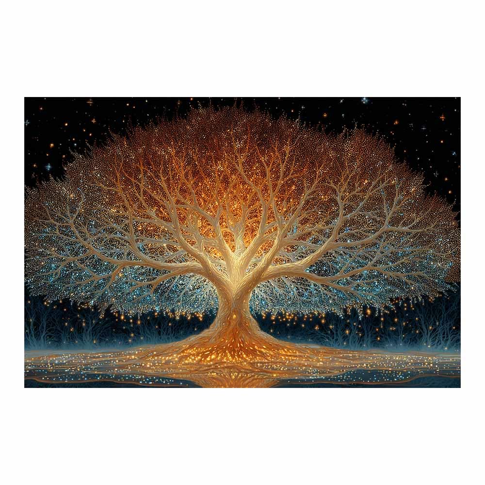 HOQIU Tree Wall Art Warm lights magics tree artwork, home canvas prints, for Bathroom Living Room Bedroom(Multicolor)-70x100cm Unframed