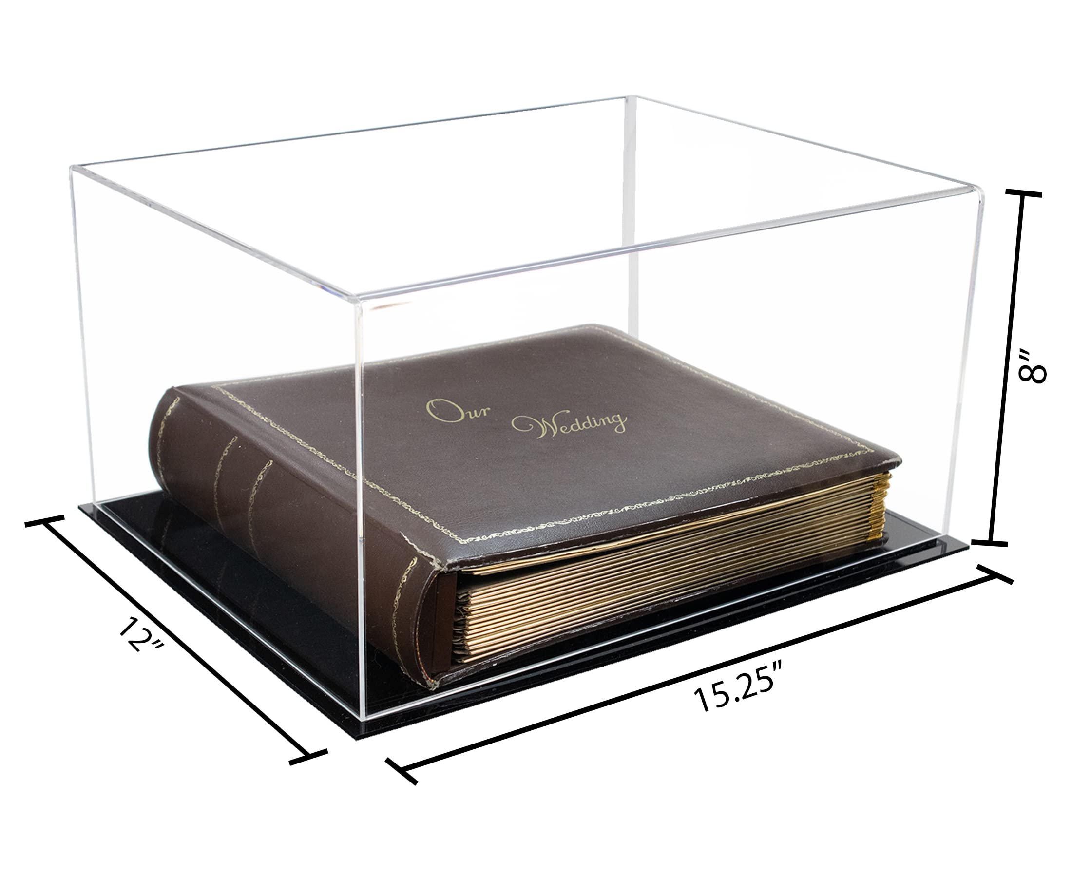 Better Display Cases Clear Acrylic Photo Album Display Case with Black Base - 15.25