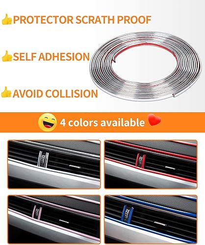 Miniatura 2 de Tira cromada de 16 pies, autoadhesiva para exterior e interior de automóvil, moldura lateral de 14 de pulgada (0.236 in), a prueba de arañazos,