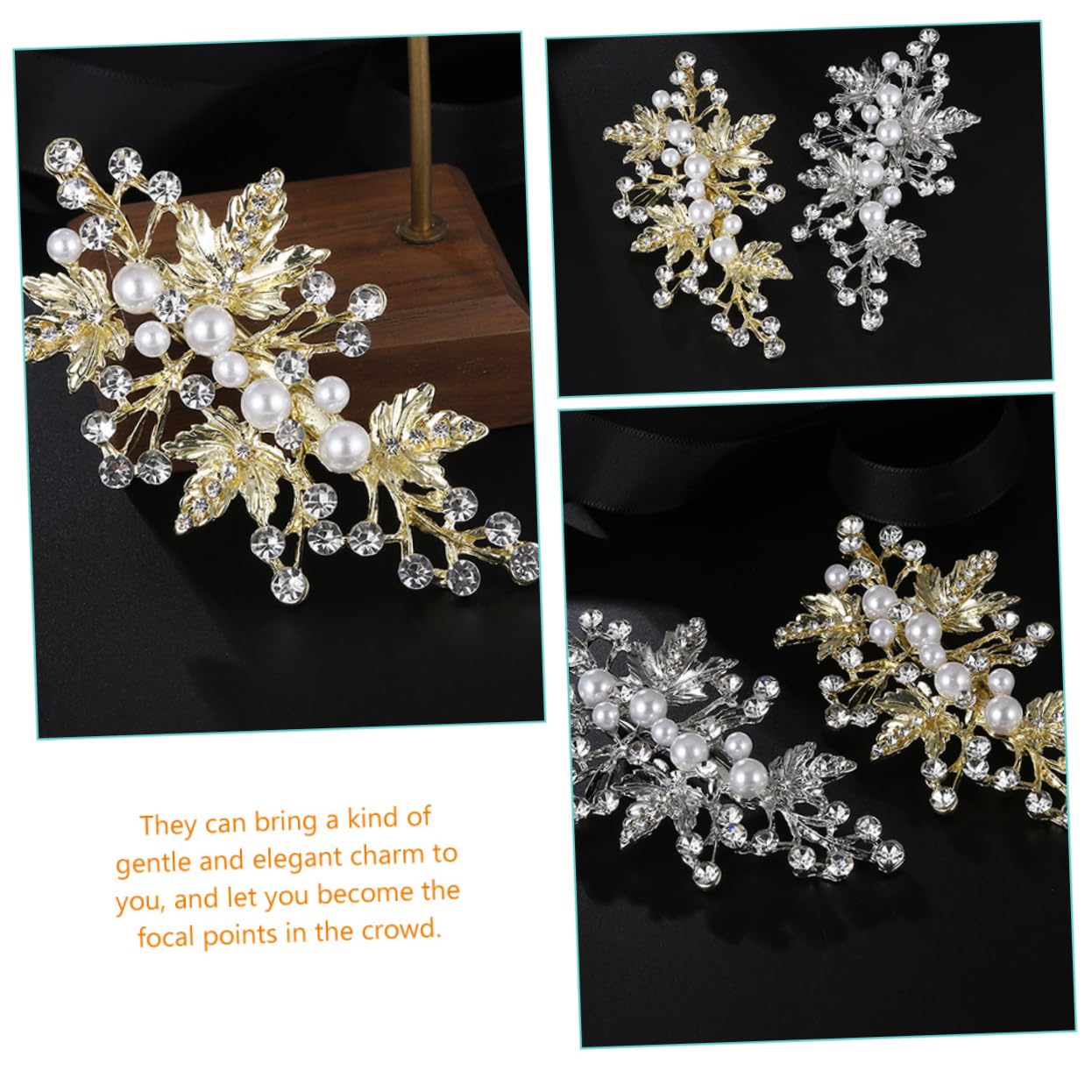 Ipetboom 10piezas Horquillas De Perlas Diseño Para Novias Accesorios De Cabello Brillantes Rhinestones Clips Para Boda y Eventos Especiales