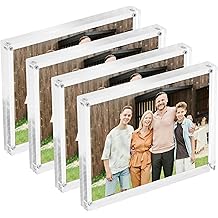 shopPOPdisplays - Pack of 4-5" x 7" Magnetic Acrylic Picture Frame &ndash; Clear Double-Sided Frameless Photo Display Block &ndash; Thick Acrylic Desktop Frame for Photos, Signs, Menus &ndash; Portrait or Landscape