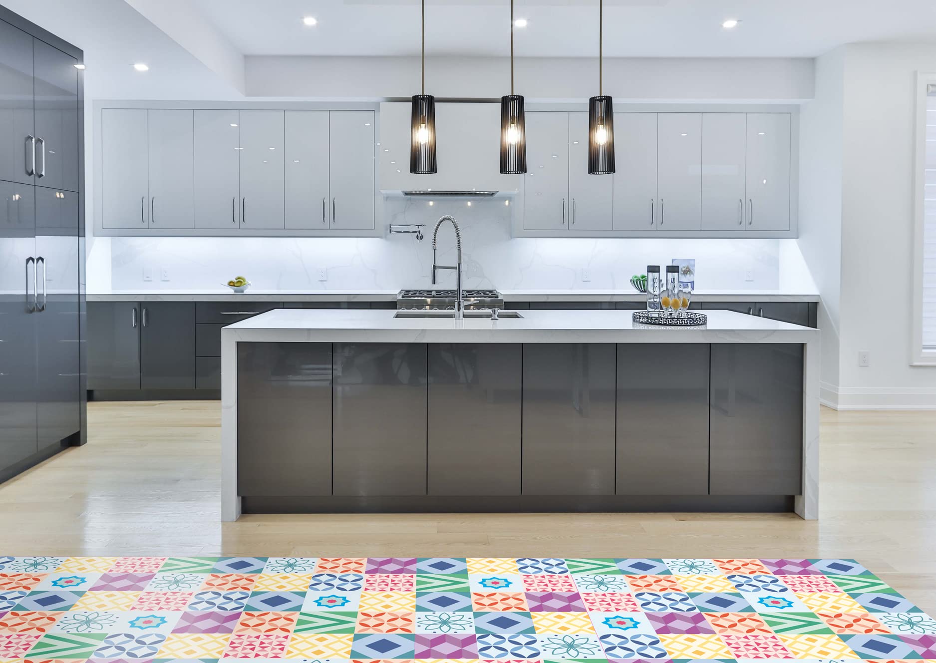 Alfombra Vinílica Cocina Salón - Varios Tamaños - (Hidráulica Évora Multicolor 80x120 cm)