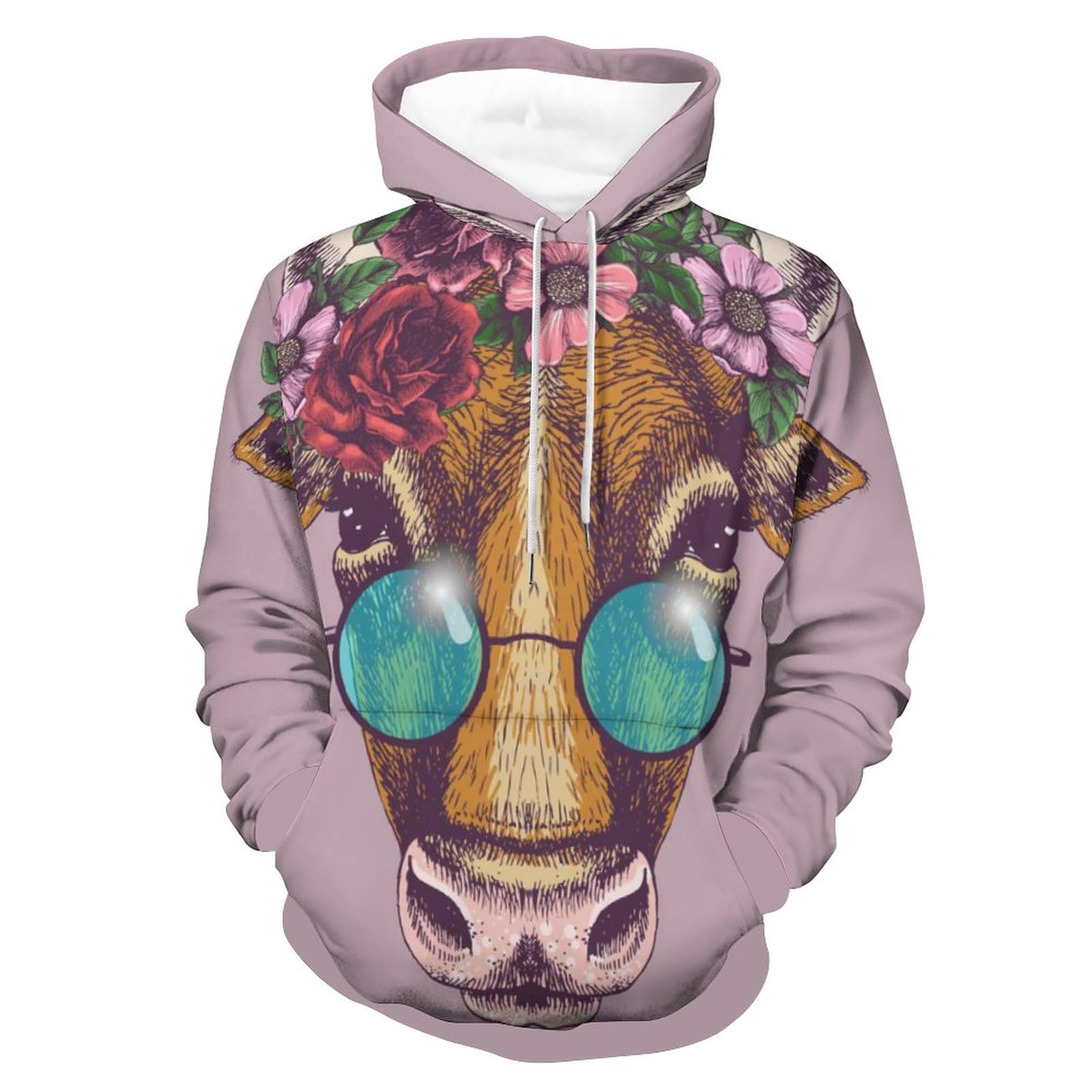 Sweat à capuche fleur de vache UMENG pull unisexe manche longue - 8