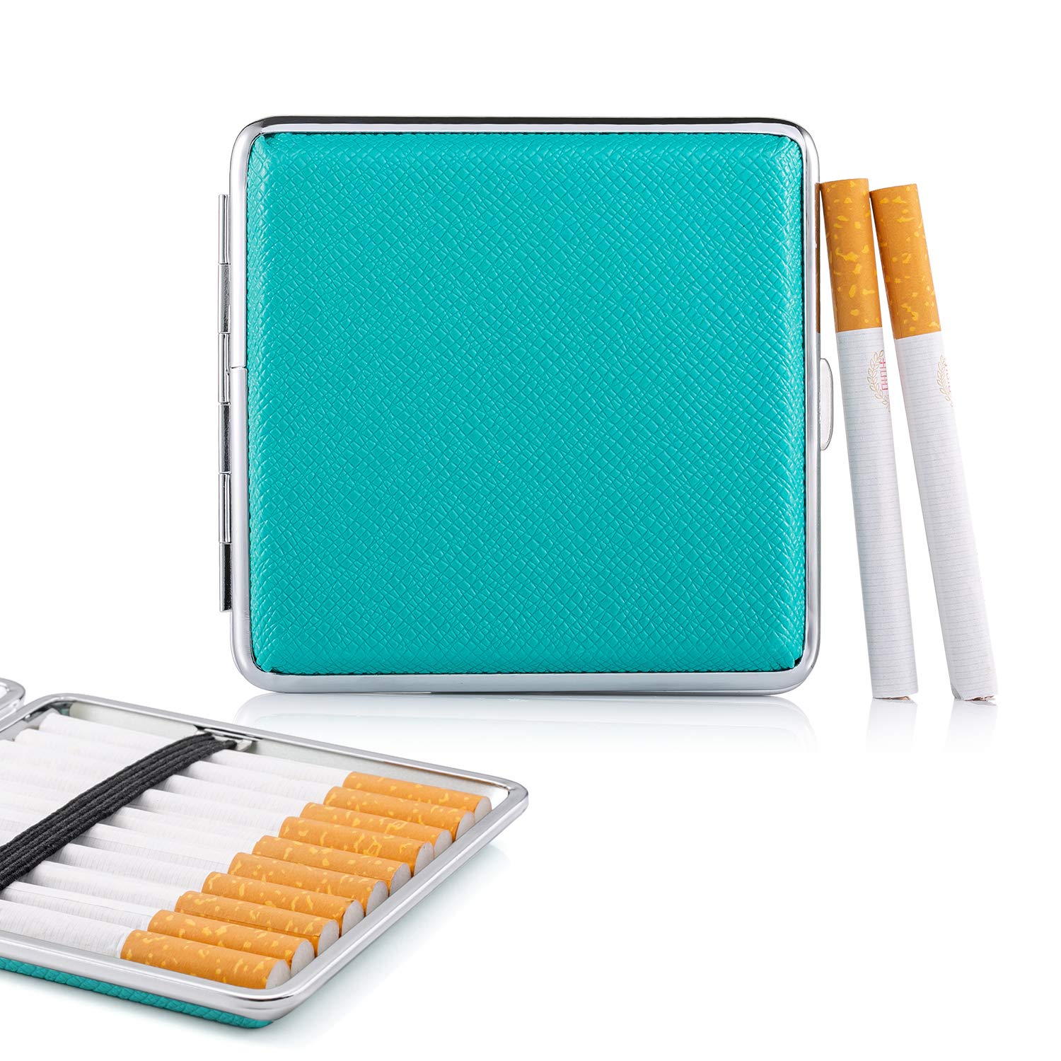 Portasigarette In Similpelle - Doppio Scomparto Per 20 Sigarette, Colorato, Per Uomo E Donna, 5 Opzioni - Foto 6