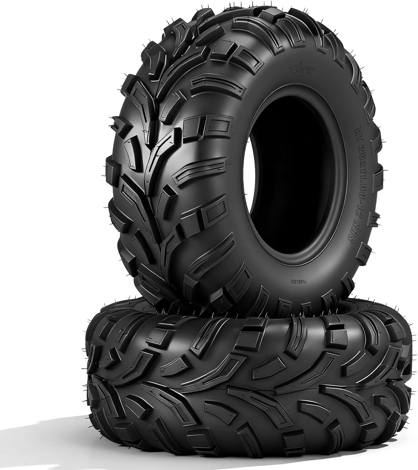 TRIBLE SIX 25x11-12 ATV UTV Tires,6 PR All-Terrain Tires 25x11x12 for Sand Mud Trail,Directional Tread,Tubeless (Pack of 2)