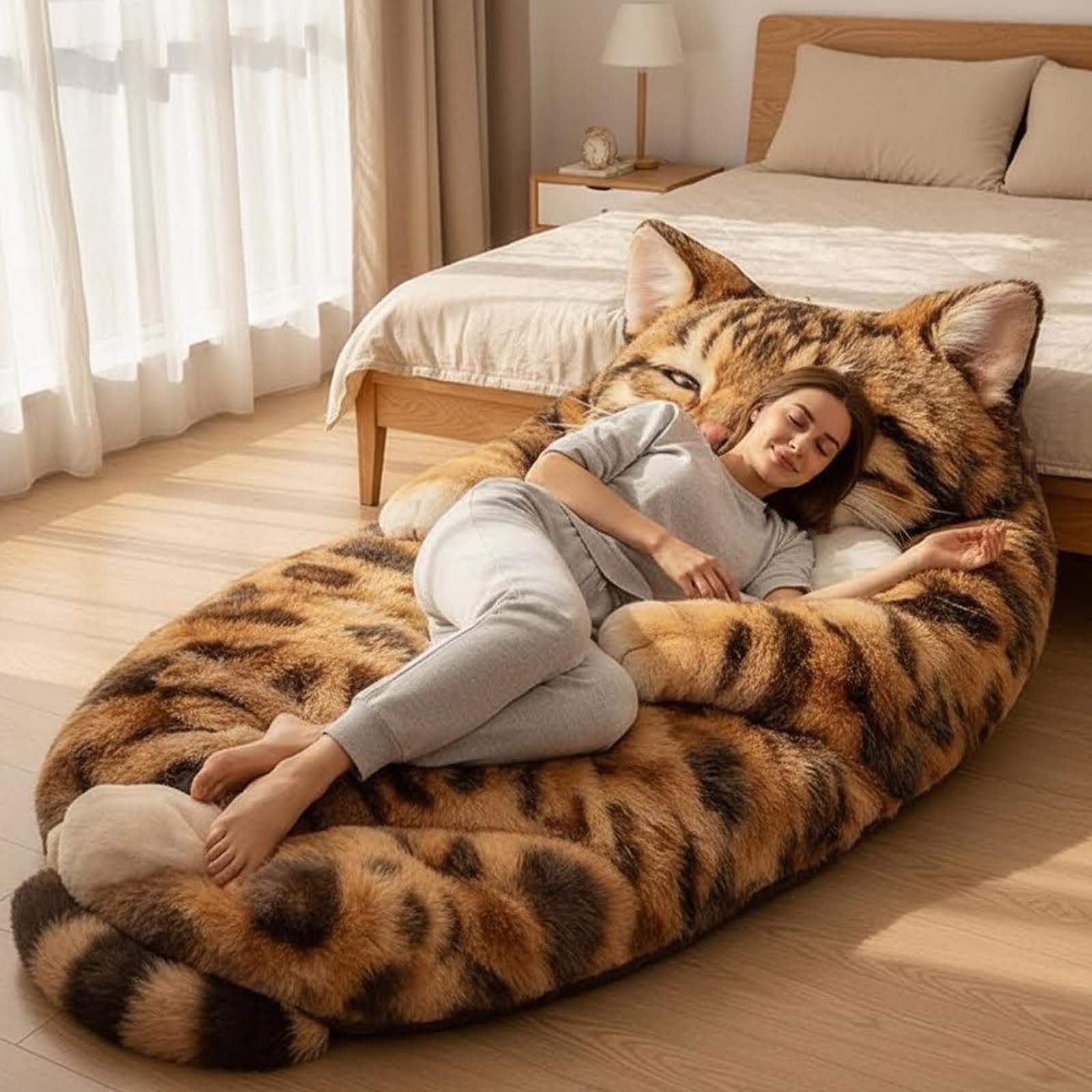Sac De Nuit Adulte Peluche Chat - 68x31 Inches Couverture Chaude - Pour Maison Camping Voyage - Femme Homme