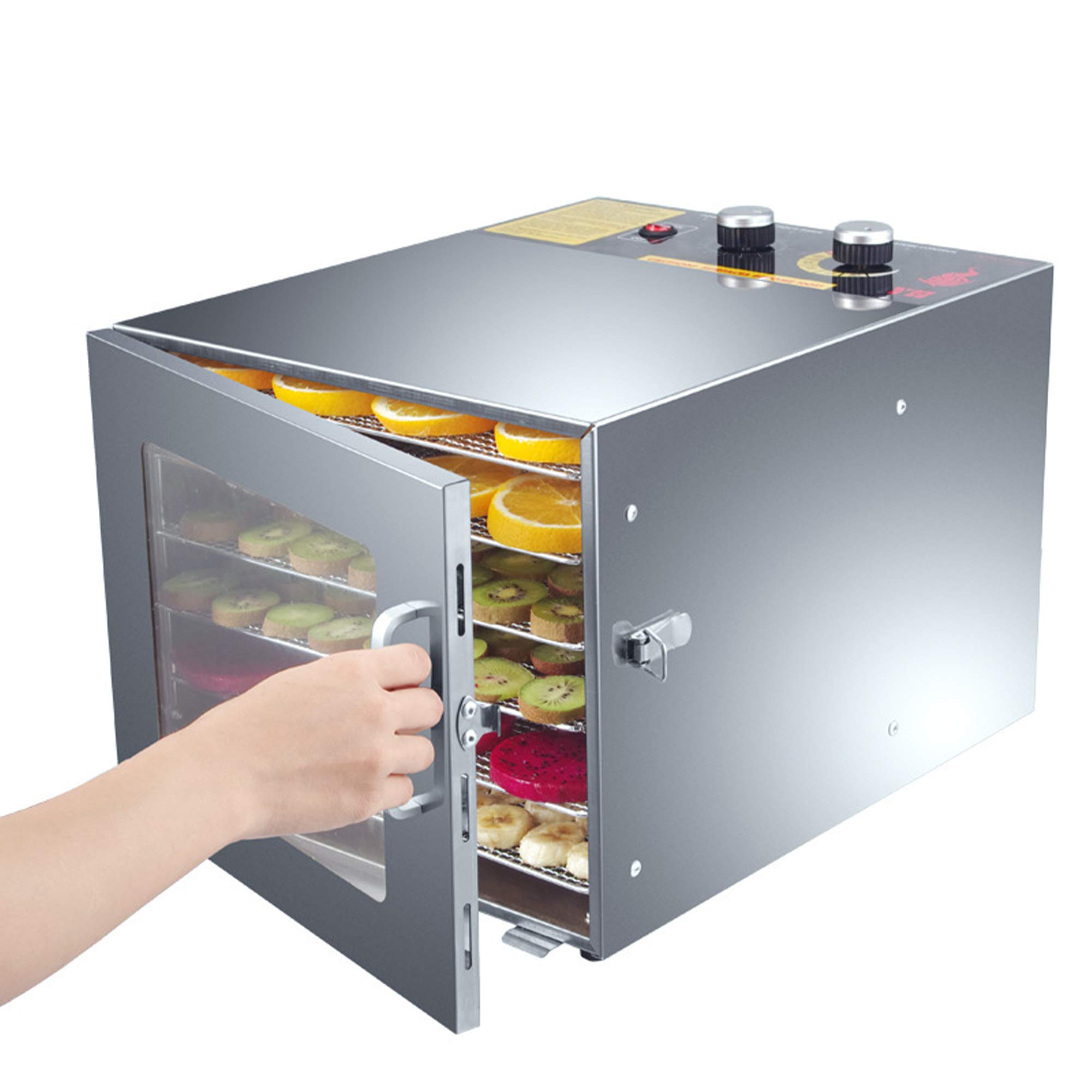 Essiccatori Alimenti Essiccatore Acciaio Inossidabile con 5 Vassoi Controlli della Temperatura Regolabili, per Erbe Essiccate Frutta Verdura Carne Secca,A,110V