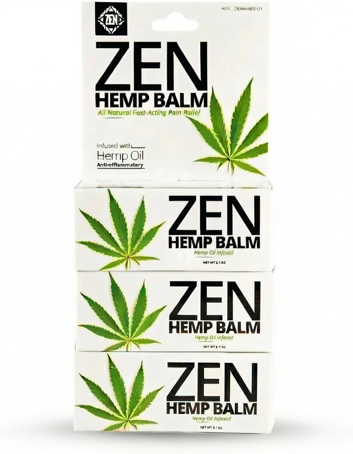 ZEN Hemp Balm 3 Pack – Fast-Acting Pain Relief for Muscles & Joints – Plant-Based Topical – 0.7 oz Each