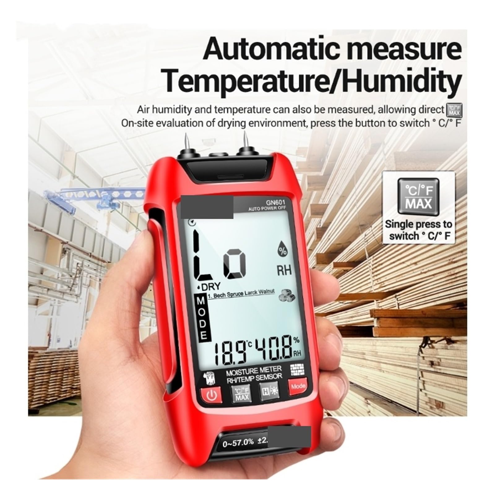 Misuratore di Umidità Digitale Igrometro per Legno Professionale 0-99,9%