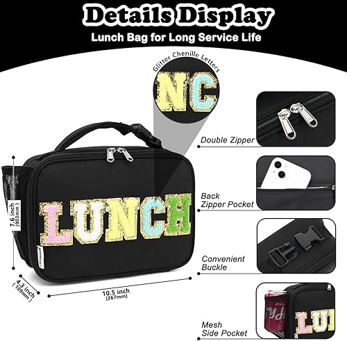 Miniatura 150 de FlowFly - Lonchera para niños, lonchera escolar aislante duradera con correa para el hombro y soporte para botellas, bolsa térmica pequeña