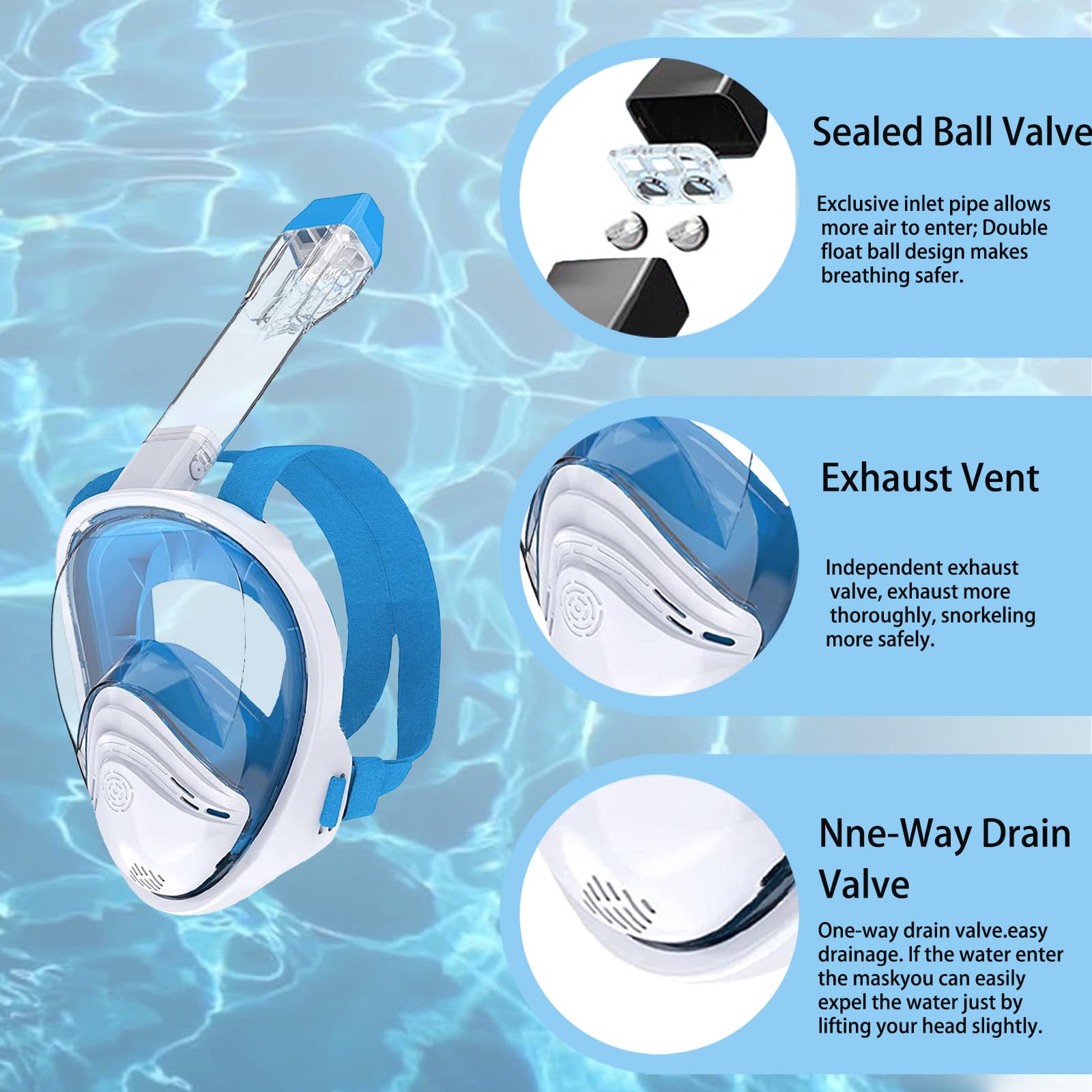 Set per immersioni subacquee in PVC (adulti) con maschera anti appannamento e ampia vista, anti-perdite, vetro temperato, taglia unica