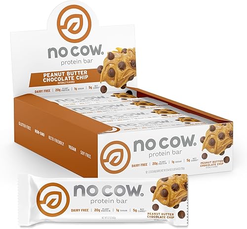 Vista 26 de No Cow - Barras de proteína recubiertas, 20 gr. de proteína vegetal, bajas en azúcar, carbohidratos y calorías, no gluten, lácteos ni OGM