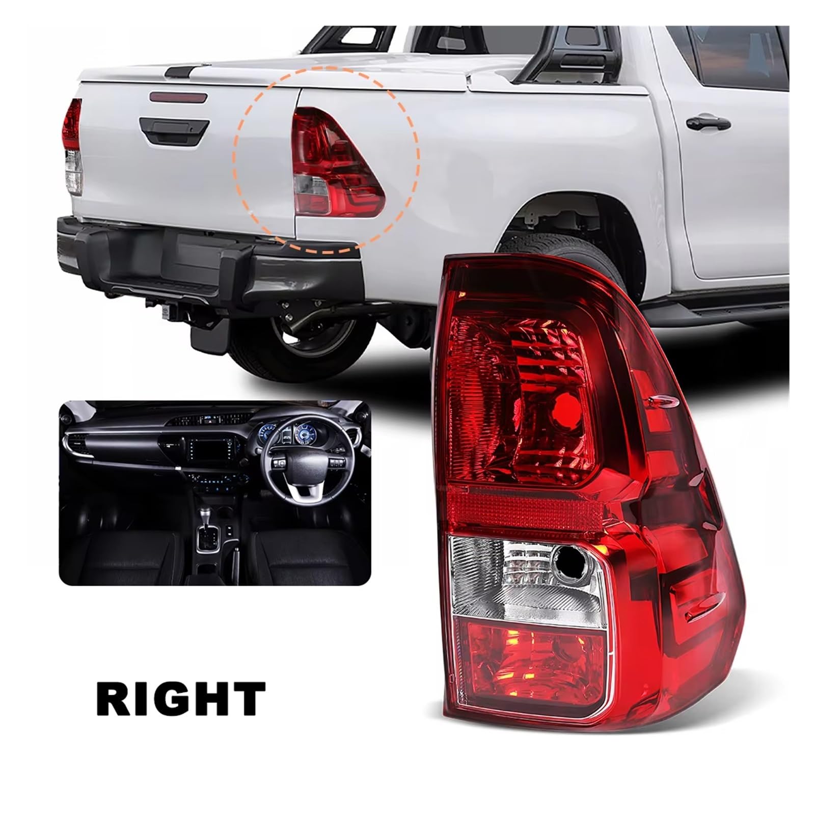 Gruppo fanale posteriore Per Toyota Per Hilux Per Revo Pick-up 2016-2018 Auto Fanale posteriore con cablaggio Nessuna lampadina Lampada di coda sinistra/destra Fari di stop(RHD Right)