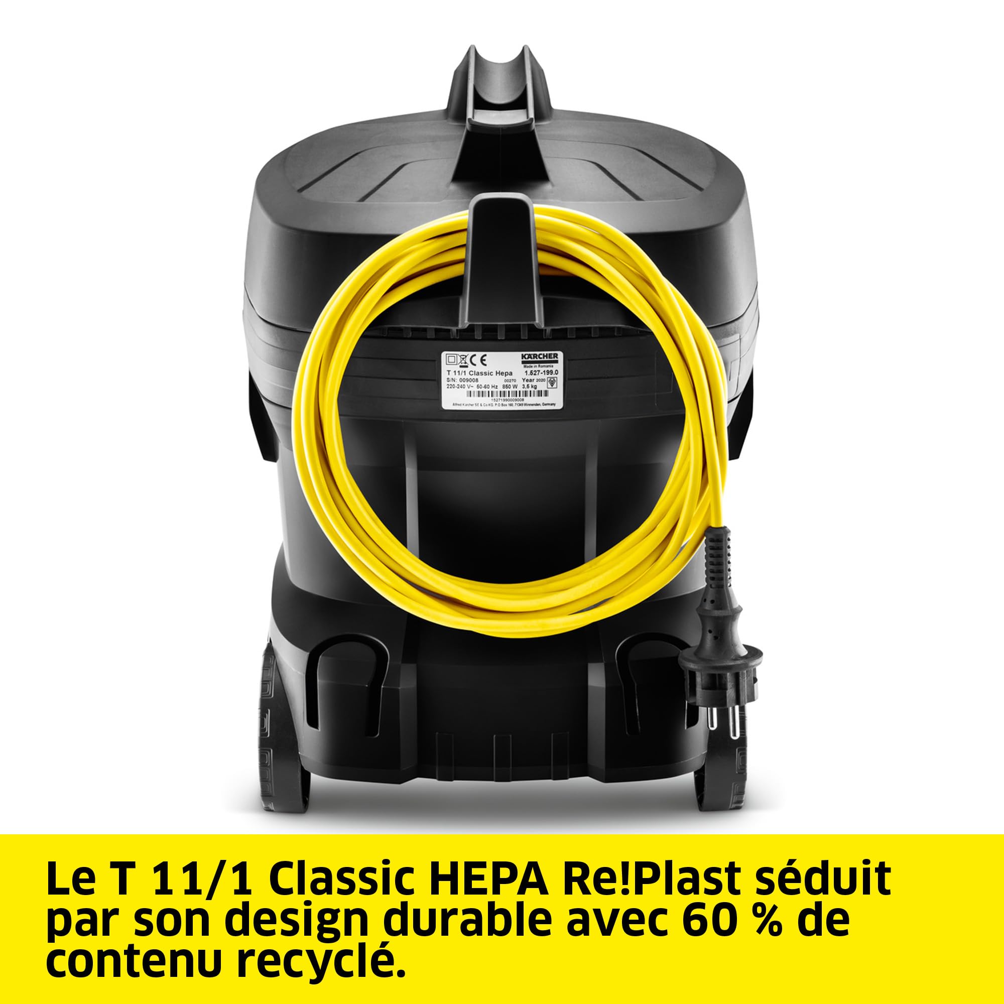 KÄRCHER aspirateur T 11/1 Classic HEPA 14 850 W 11 l 61 dB(A) 4,2 kg 7,5 m