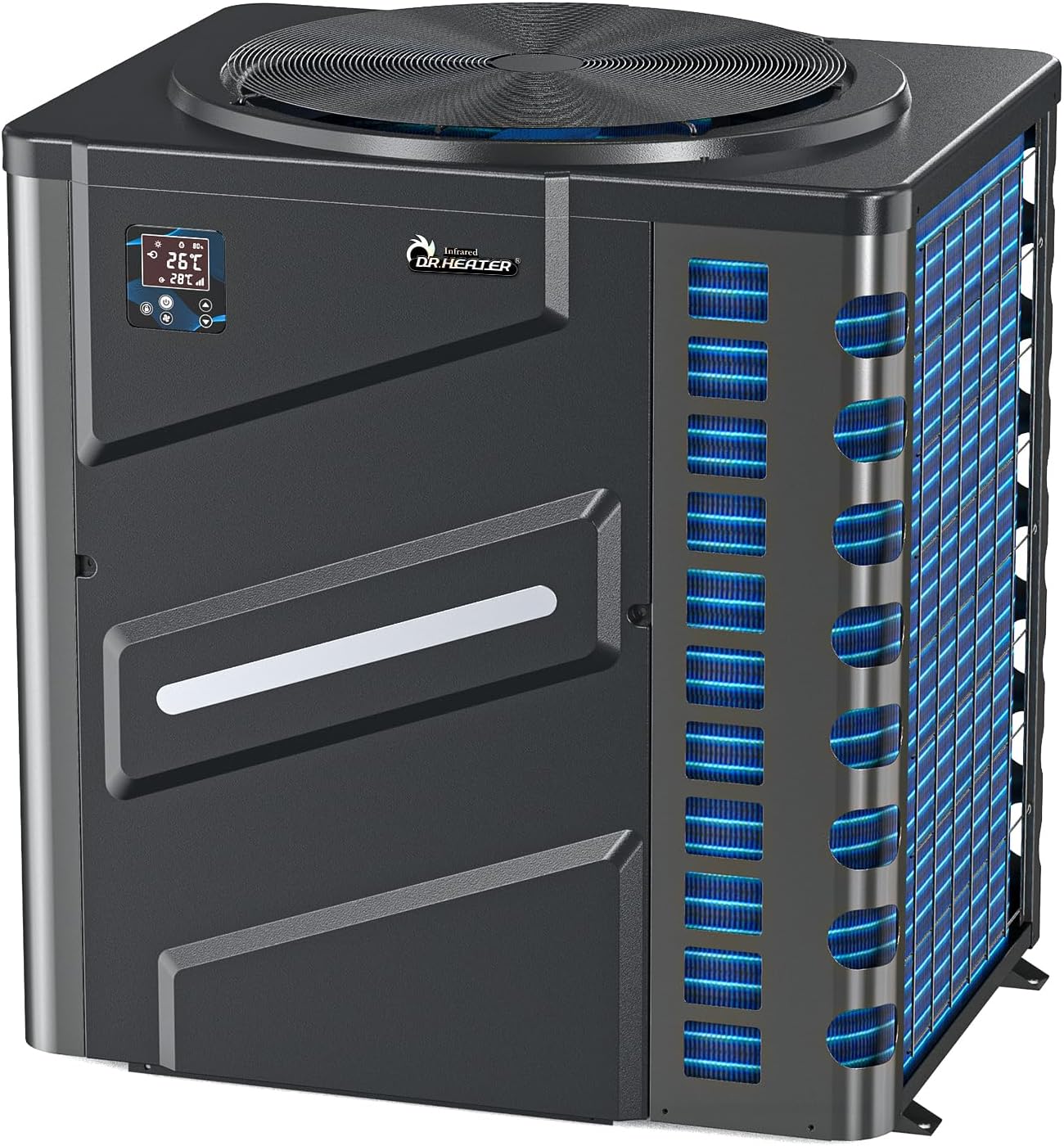 DR. Infrared Heater DR-1400HP Full DC Inverter 140,000 BTU Heat Pump In-Ground and Above-Ground Swimming Pools, WiFi Smart Control via APP, Black