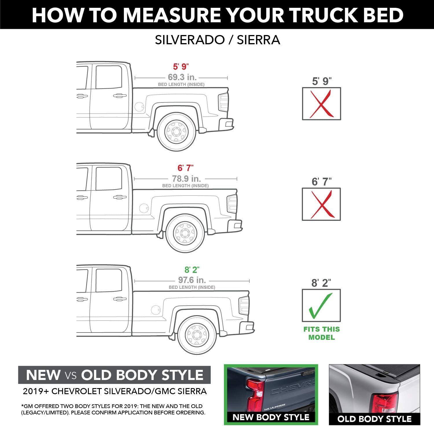 Lund Hard Tri-Fold Hard Folding Truck Bed Tonneau Cover | 969163 | Fits 2014 - 2018, 19 Legacy/Limited Chevy/GMC Silverado/Sierra 8' 2" Bed (97.8")