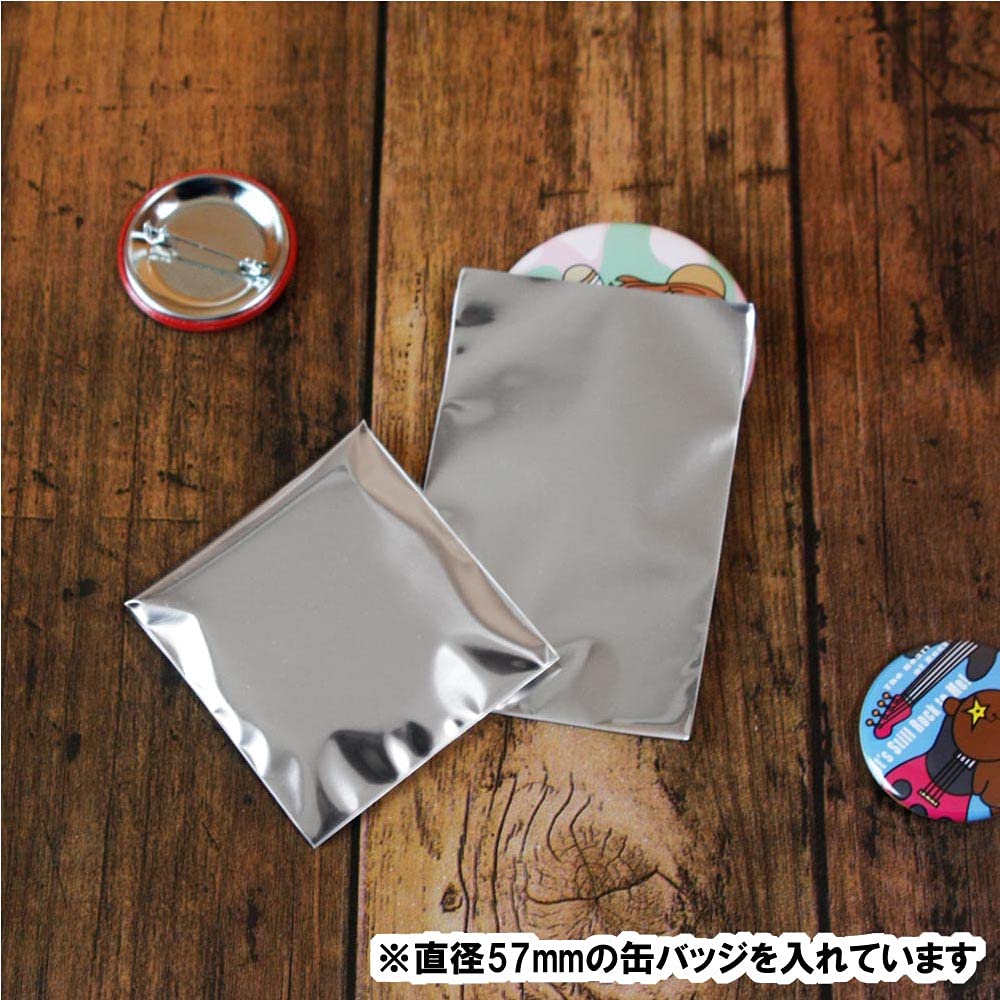 Amazon | アルミ蒸着袋 テープ付 [ 銀袋 缶バッジ 用] 横60x縦60+30 