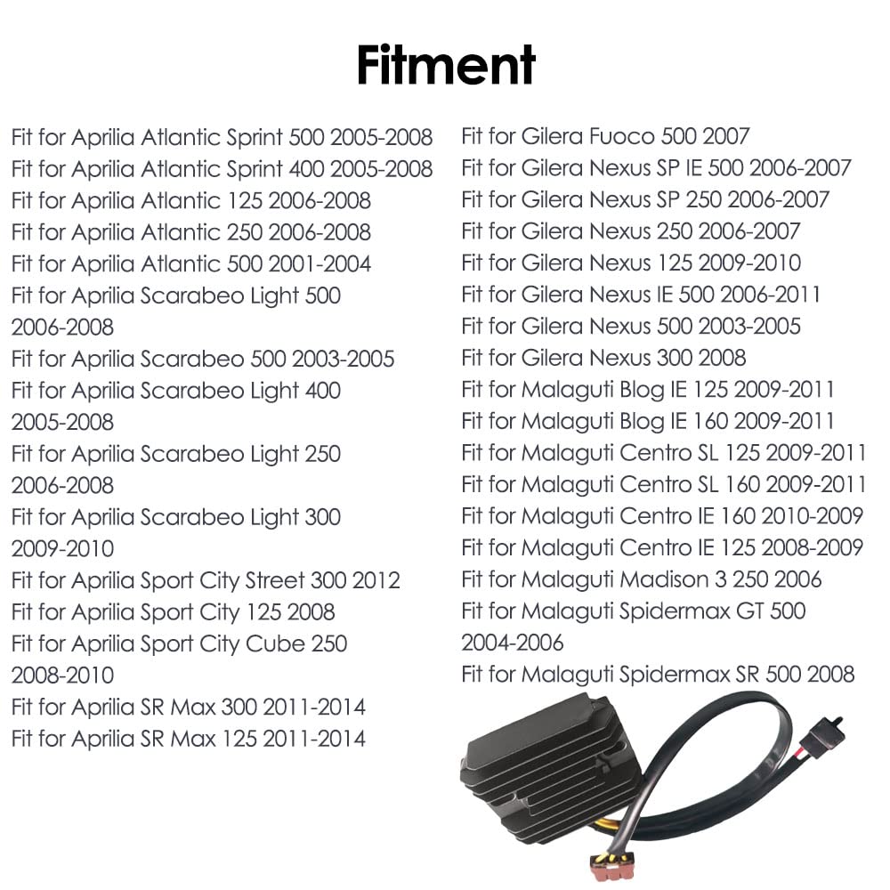 MACHSWON Rectificador regulador de voltaje, rectificador regulador de voltaje de motocicleta, compatible con Piaggio X8 250 compatible con Aprilia Sprint 400 500