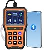 AMTIFO OBD2 Scanner Bluetooth Diagnostic Tool - iOSAndroid Compatible, Real-Time Data, Battery Tester, Plug and Play, Emissions Readiness for Car Owners & Mechanics