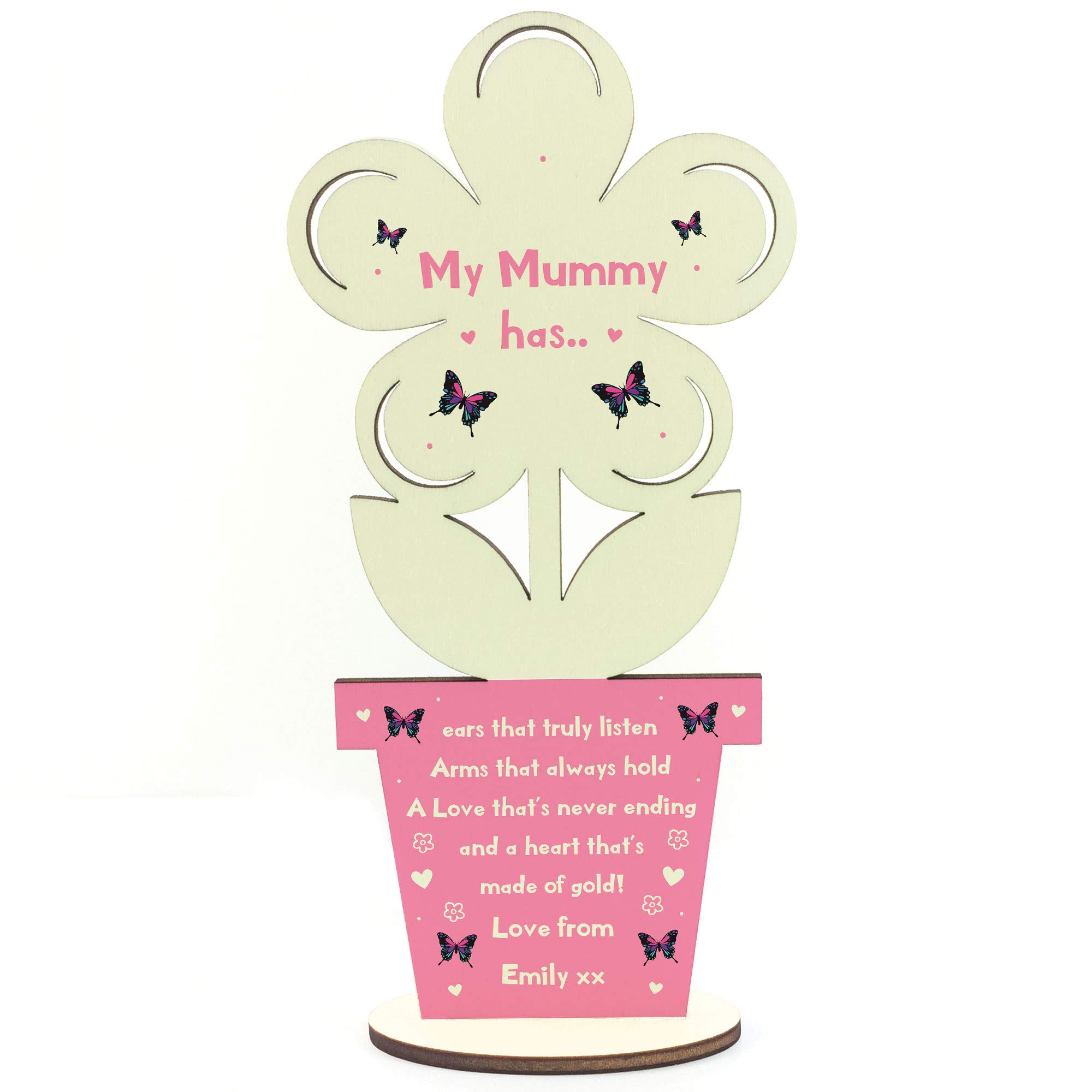 Novelty Mothers Day Gift For Mum Wood Flower Gift From Daughter Son Personalised Gift