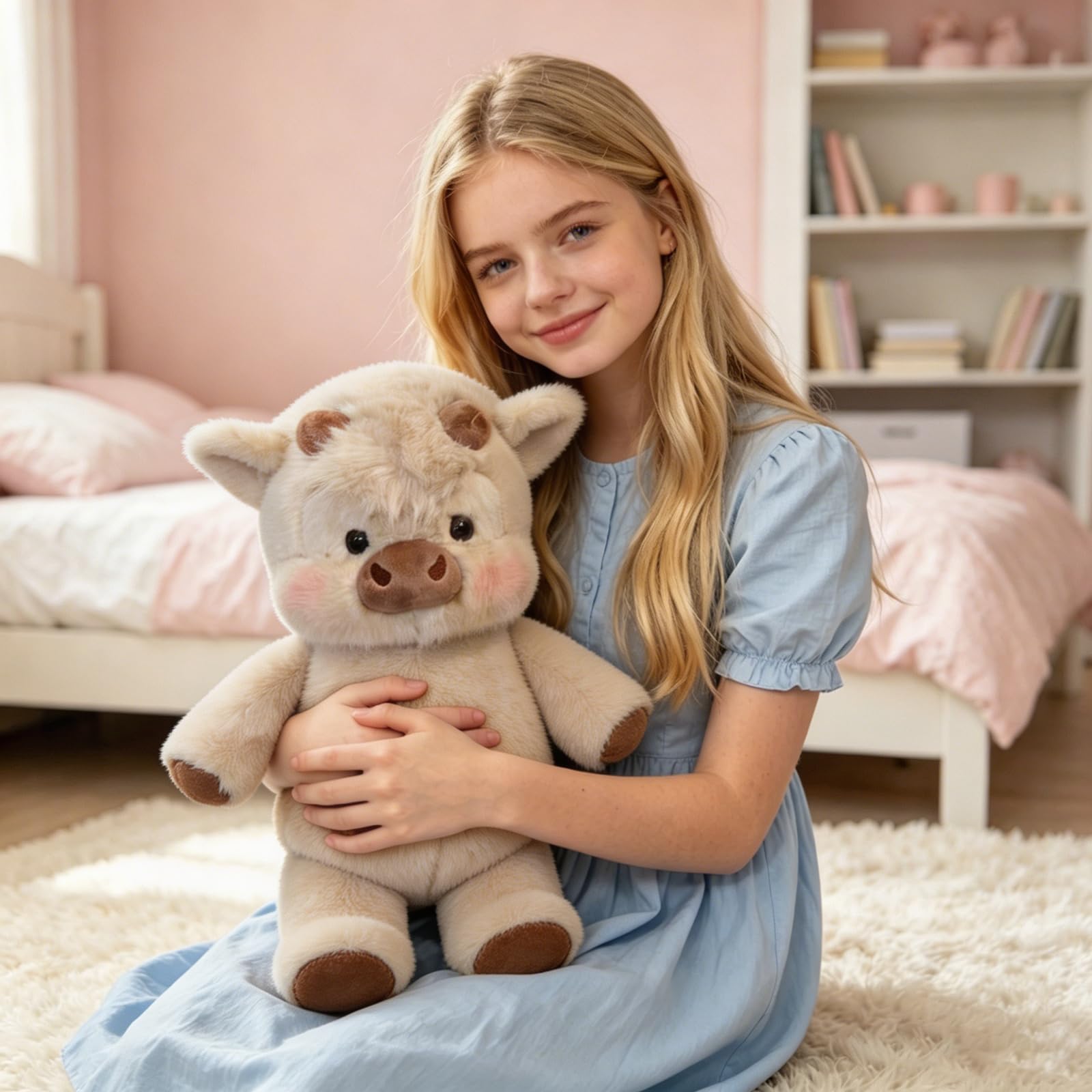 Peluche Che Corre, 45cm Peluche Di Cinghiale, Peluch Mucca, Vitello Che Corre Morbido Giocattolo, Bambola Da Collezione A Forma Di Pecora In Cartone Peluch Animato Per Ragazzi E Ragazze (B)