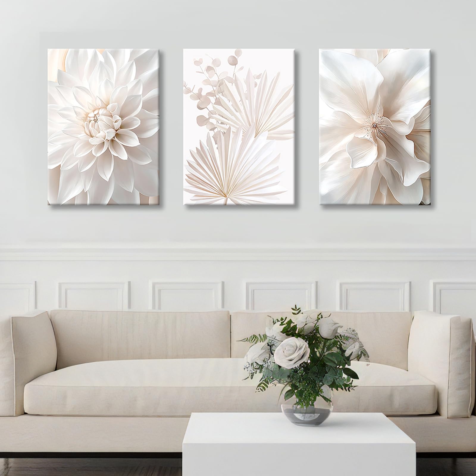 3 Pcs Wooden Framed Canvas Wall Art Set Bohemian Sage Green Canvas Prints Poster Geometric Line Beige Green Pictures for Living Room Bedroom Dinning Room Hallway Stairs Wall Decor 30x40cm x3pcs — view 477