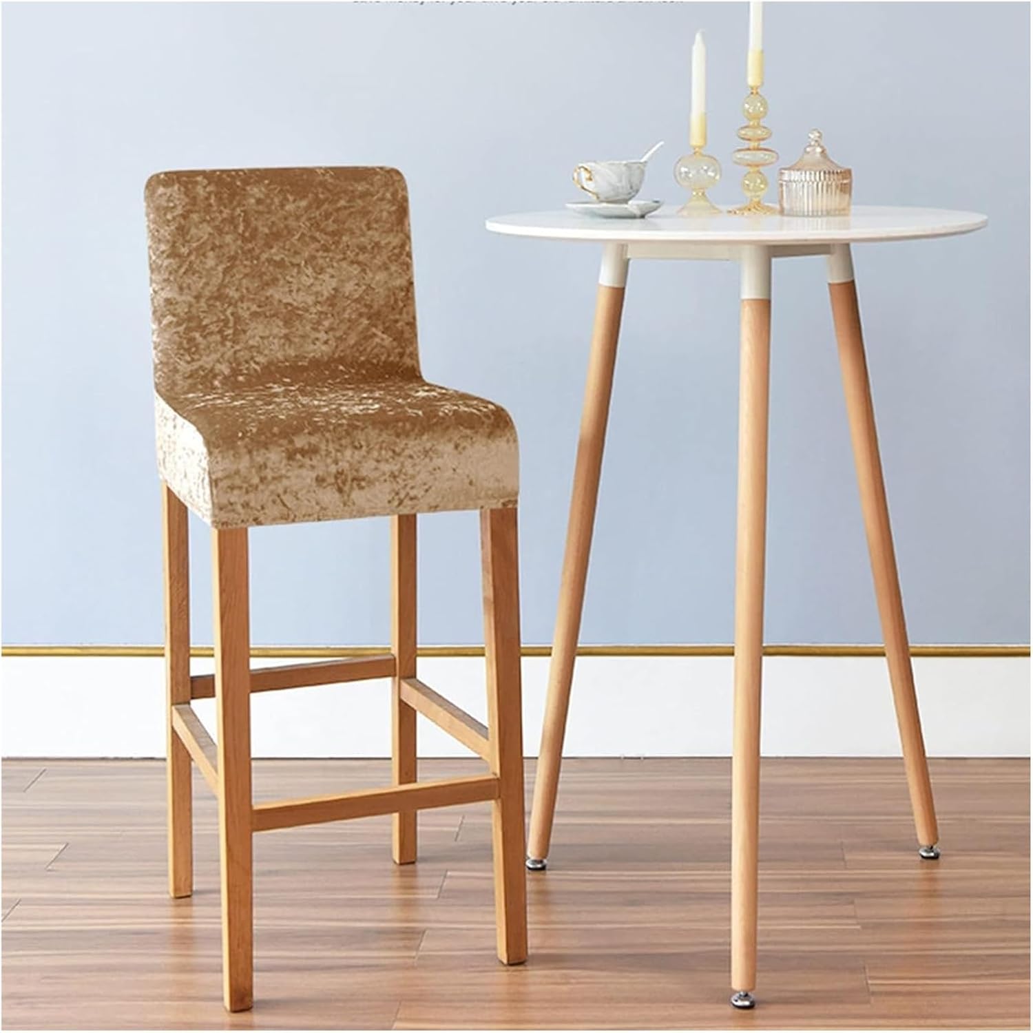 Stretch Barstool Covers, Pub Chair Slipcovers, 4-Pack Stretchy High-Back Dining Chair Covers for Short Swivel Stools, Durable and Stylish Protection