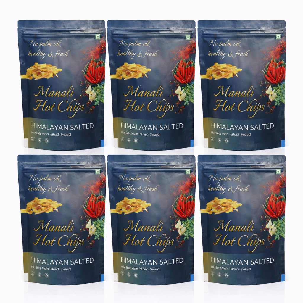 Manali Hot Chips Organic Himalayan Salted Banana Flavor 55g | Farm Fresh Thin & Crunchy Crispy Snack | No Palm Oil(Pack of 6)-image-47