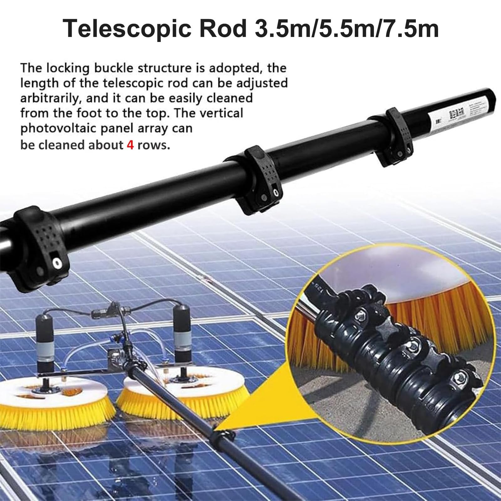 Robot di pulizia del pannello solare con asta telescopica e batteria ricaricabile