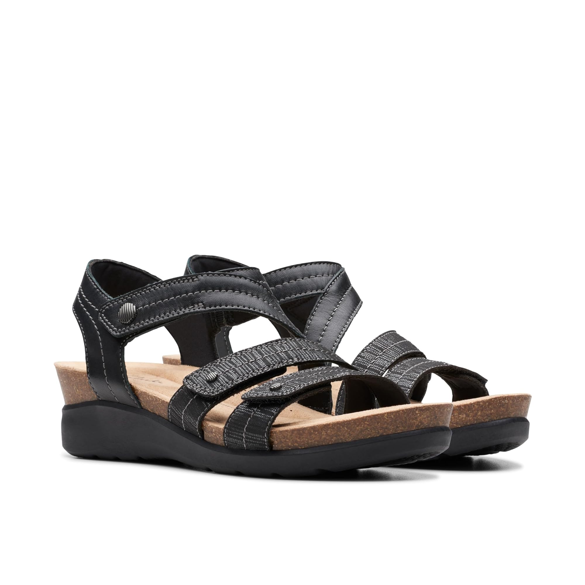 Clarks Women's Wedge Sandals - Black - Leather - Size 7