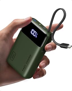 INIU 45W Power Bank, Klein 20000mAh Handyakkus mit Integriertem USB C Kabel