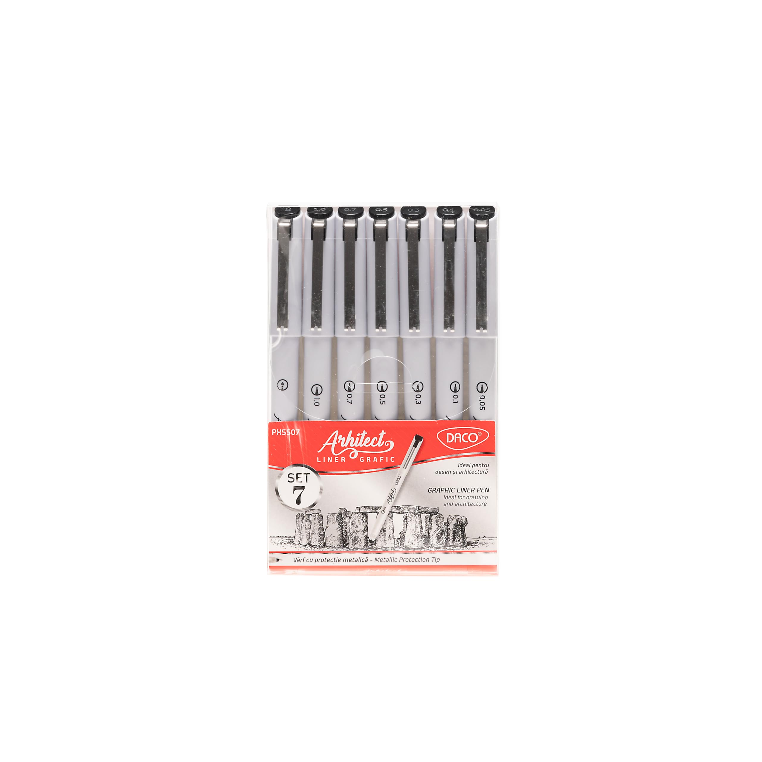 DACO Set Feutres Fineliner 7 Tailles 0.05–1 mm