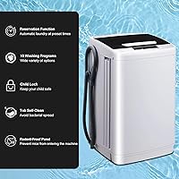 Vista 6 de Lavadora automática completa, lavadora portátil, 1.7 pies cúbicos, lavadora giratoria con 10 programas de lavado, pantalla LED y bomba de drenaje