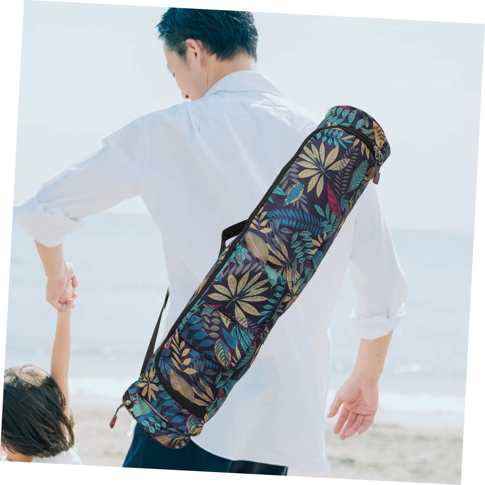 WOONEKY Bolsa para Esterilla de Yoga y Fitness Estampado Étnico, Diseño Cilíndrico, Material Durable, Bolso Hombro Portátil, Almacenamiento Práctico para Gimnasio y Ejercicio al Aire