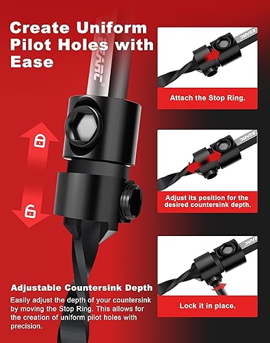 Miniatura 5 de EZARC Juego de brocas avellanadoras y broca escalonada para metal