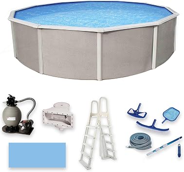 Belize 15-ft Round 52-in Deep 6-in Top Rail Swimming Pool Package