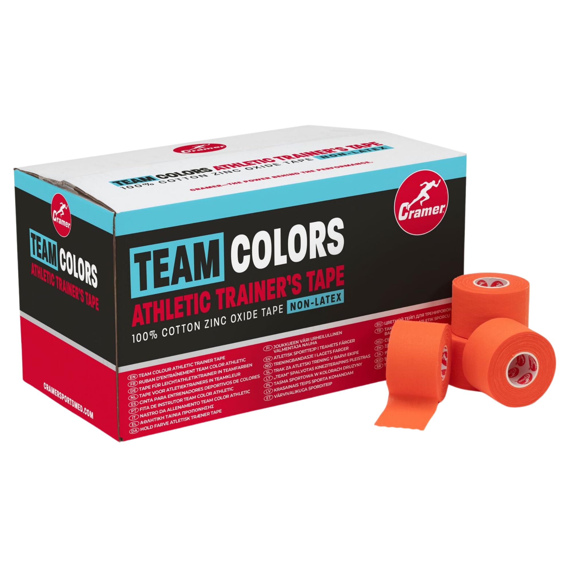 Cramer Team Color Athletic Tape, Orange, for Ankle, Wrist, and Injury Taping, Helps Protect and Prevent Injuries, Promotes Faster Healing, Athletic