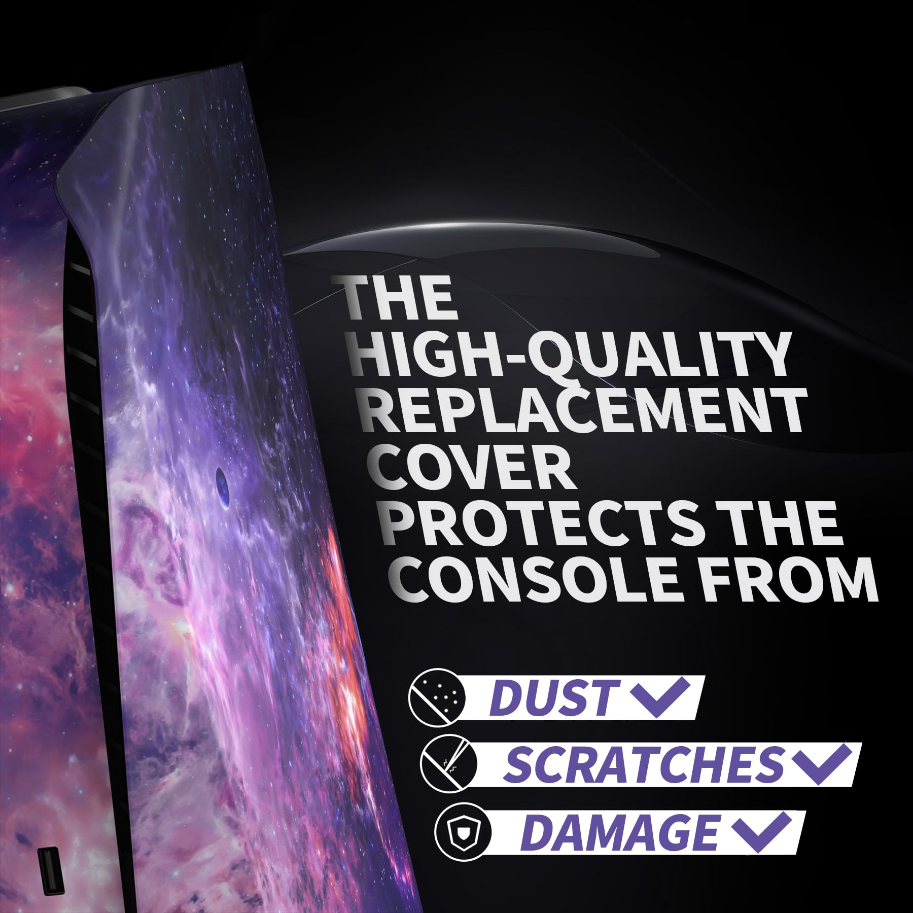 eXtremeRate eXcover Górna Dolna Pokrywa do ps5 Console Disc Edition | Wymiana Płyta Czołowa Backplate Shell Powłoka Kompatybilna z ps5 Wersja Disc Disc—Bez Konsola,Nebula Galaxy