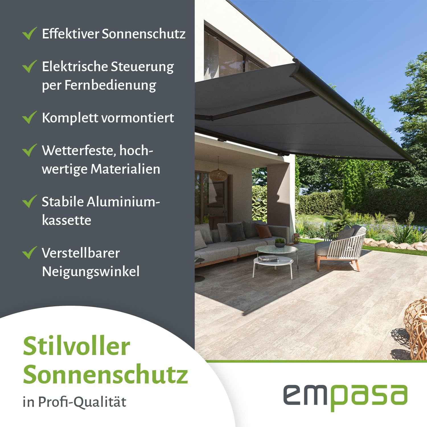 Amazon.de: empasa elektrische Vollkassettenmarkise 'Profi' Kassettenmarkise  Gelenkarmmarkise Markise Sonnenmarkise Sonnenschutz komplett vormontiert,  Farbe:weinrot, Gre:3.5 x 3 m